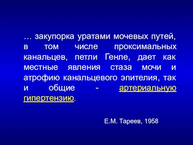 … закупорка уратами мочевых путей, в том числе проксимальных канальцев, петли Генле,