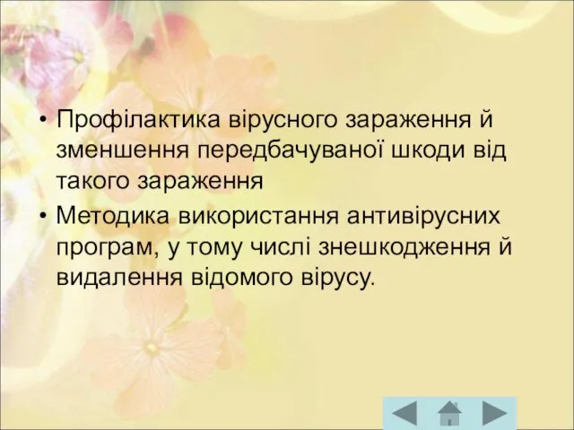 Профілактика вірусного зараження й зменшення передбачуваної шкоди від такого зараження Методика використання