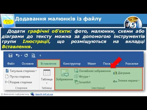 Додавання малюнків із файлу Додати графічні об'єкти: фото, малюнки, схеми або діаграми