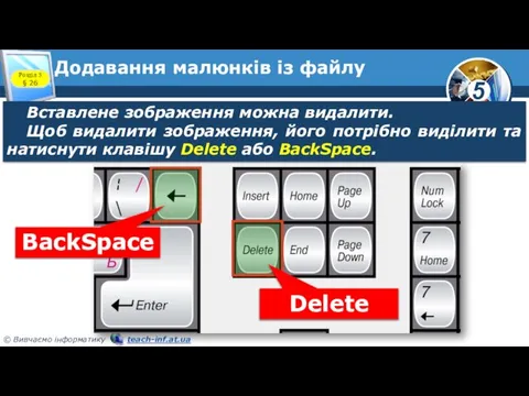 Додавання малюнків із файлу Вставлене зображення можна видалити. Щоб видалити зображення, його