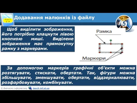 Додавання малюнків із файлу Щоб виділити зображення, його потрібно клацнути лівою кнопкою