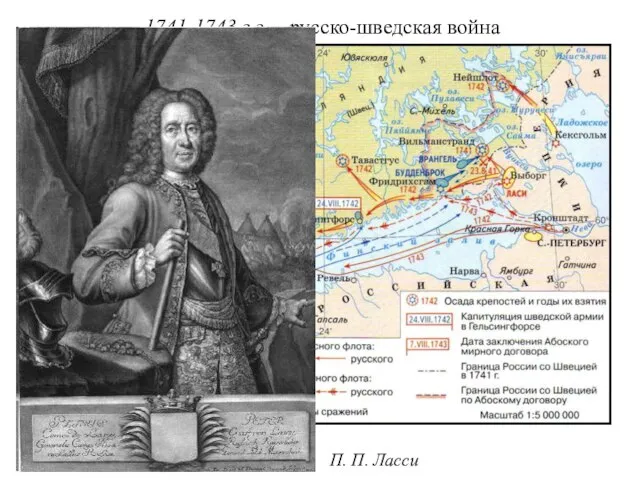 1741-1743 г.г. – русско-шведская война П. П. Ласси