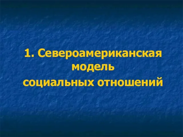 1. Североамериканская модель социальных отношений