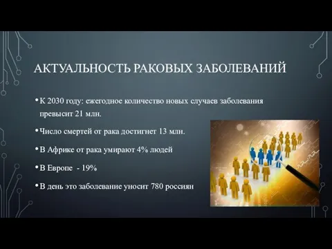 АКТУАЛЬНОСТЬ РАКОВЫХ ЗАБОЛЕВАНИЙ К 2030 году: ежегодное количество новых случаев заболевания превысит