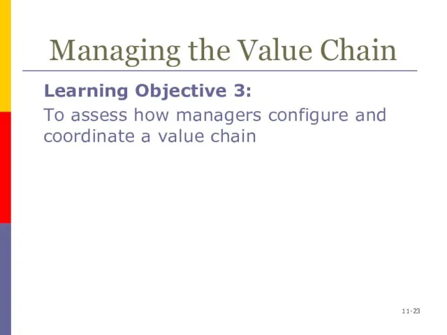 11- Managing the Value Chain Learning Objective 3: To assess how managers
