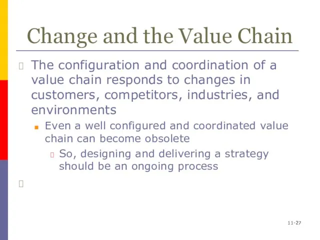 11- Change and the Value Chain The configuration and coordination of a
