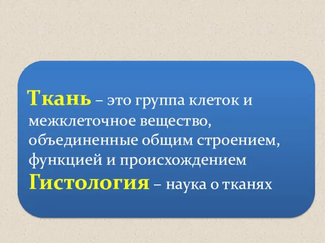 Ткань – это группа клеток и межклеточное вещество, объединенные общим строением, функцией