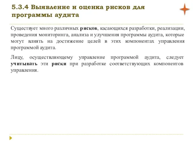 5.3.4 Выявление и оценка рисков для программы аудита Существует много различных рисков,