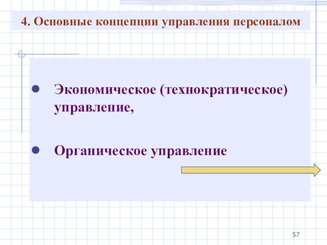 4. Основные концепции управления персоналом Экономическое (технократическое) управление, Органическое управление