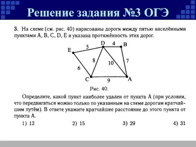 Решение задания №3 ОГЭ