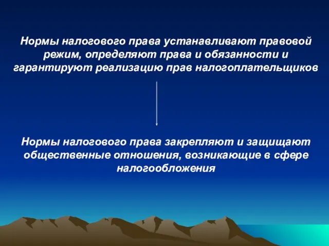 Нормы налогового права устанавливают правовой режим, определяют права и обязанности и гарантируют