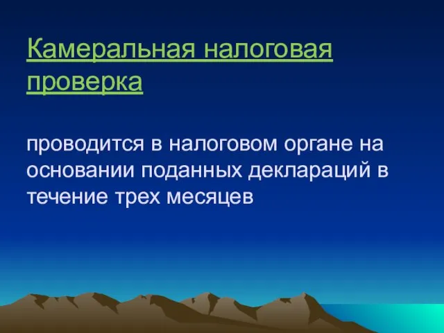 Камеральная налоговая проверка проводится в налоговом органе на основании поданных деклараций в течение трех месяцев