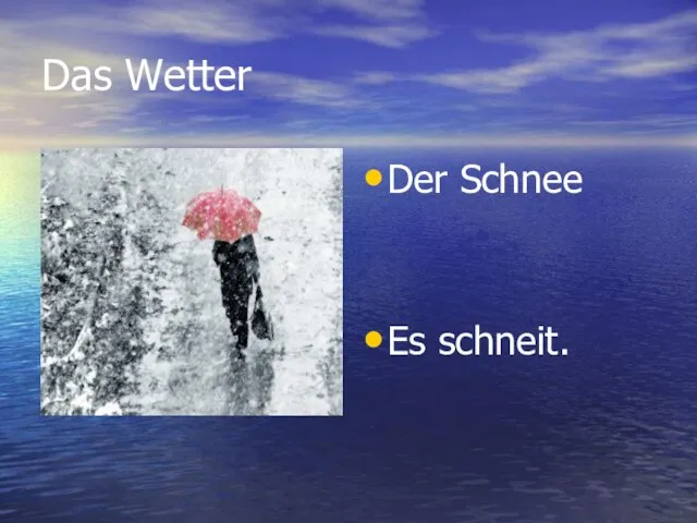 Das Wetter Der Schnee Es schneit.