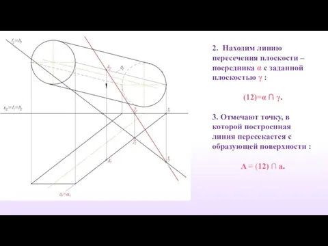 2. Находим линию пересечения плоскости – посредника α с заданной плоскостью γ