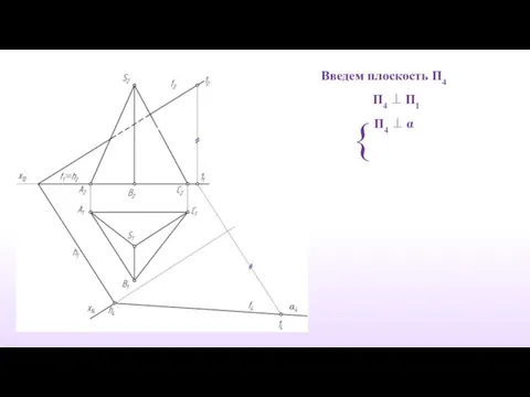 Введем плоскость П4 П4 ⊥ П1 П4 ⊥ α {