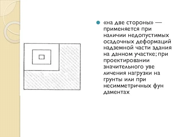 «на две стороны» — применяется при наличии недопусти­мых осадочных деформаций надземной части