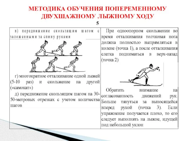 МЕТОДИКА ОБУЧЕНИЯ ПОПЕРЕМЕННОМУ ДВУХШАЖНОМУ ЛЫЖНОМУ ХОДУ 5