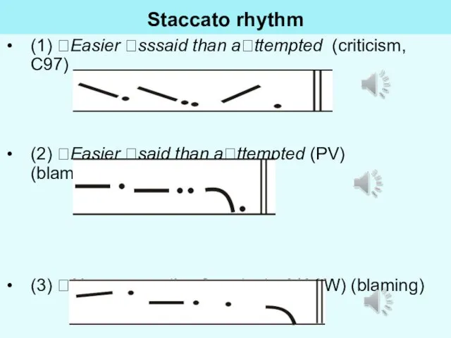 Staccato rhythm (1) Easier sssaid than attempted (criticism, C97) (2) Easier said