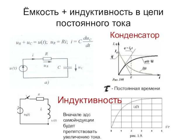 Ёмкость + индуктивность в цепи постоянного тока Конденсатор Индуктивность - Постоянная времени