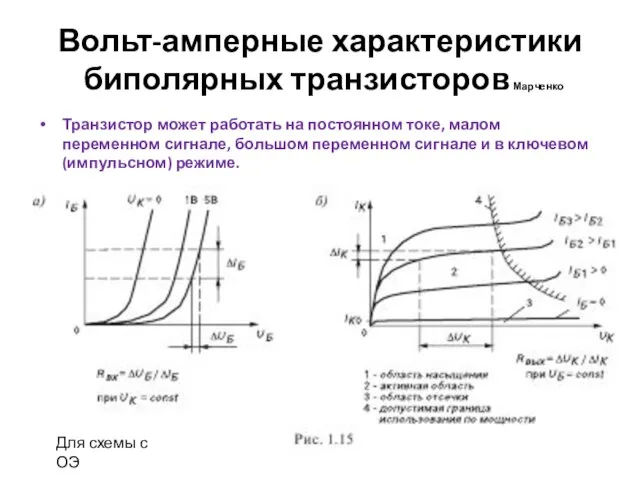 Вольт-амперные характеристики биполярных транзисторов Марченко Транзистор может работать на постоянном токе, малом