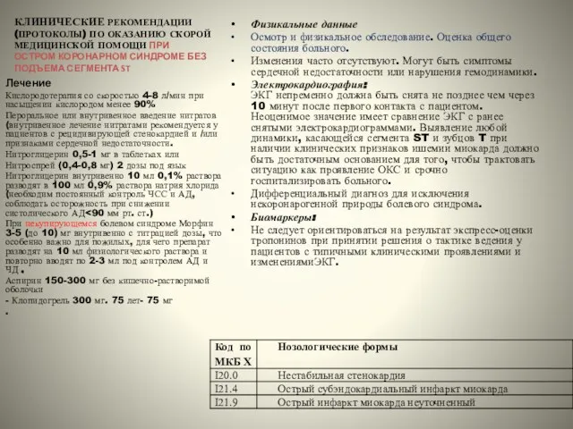 КЛИНИЧЕСКИЕ РЕКОМЕНДАЦИИ (ПРОТОКОЛЫ) ПО ОКАЗАНИЮ СКОРОЙ МЕДИЦИНСКОЙ ПОМОЩИ ПРИ ОСТРОМ КОРОНАРНОМ СИНДРОМЕ