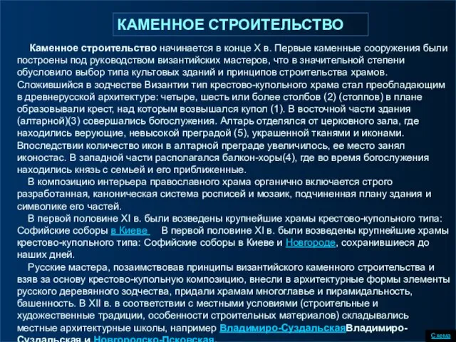 Каменное строительство начинается в конце Х в. Первые каменные сооружения были построены