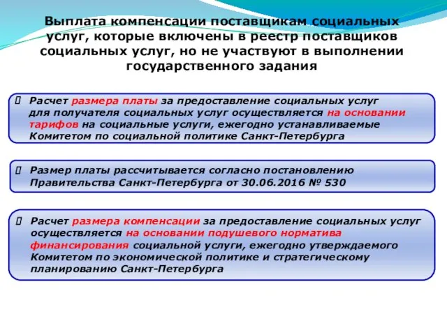 Выплата компенсации поставщикам социальных услуг, которые включены в реестр поставщиков социальных услуг,