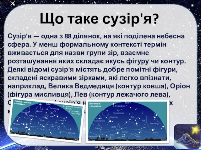 Що таке сузір'я? Сузір'я — одна з 88 ділянок, на які поділена