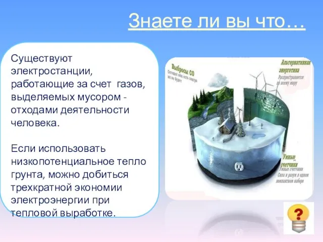 Знаете ли вы что… Существуют электростанции, работающие за счет газов, выделяемых мусором