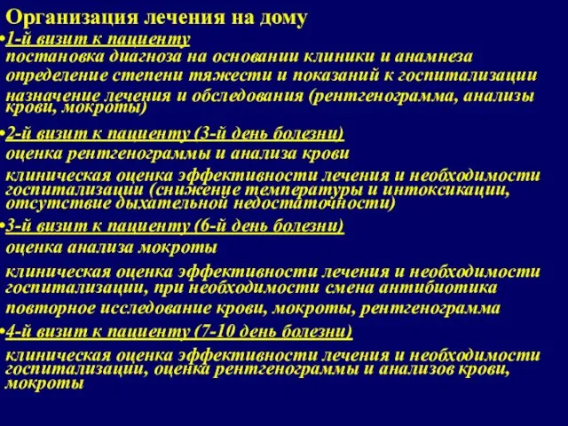 Организация лечения на дому 1-й визит к пациенту постановка диагноза на основании