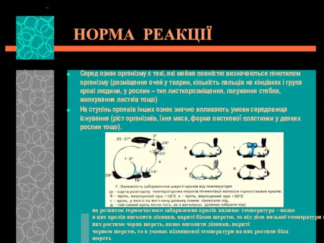 НОРМА РЕАКЦІЇ Серед ознак організму є такі, які майже повністю визначаються генотипом