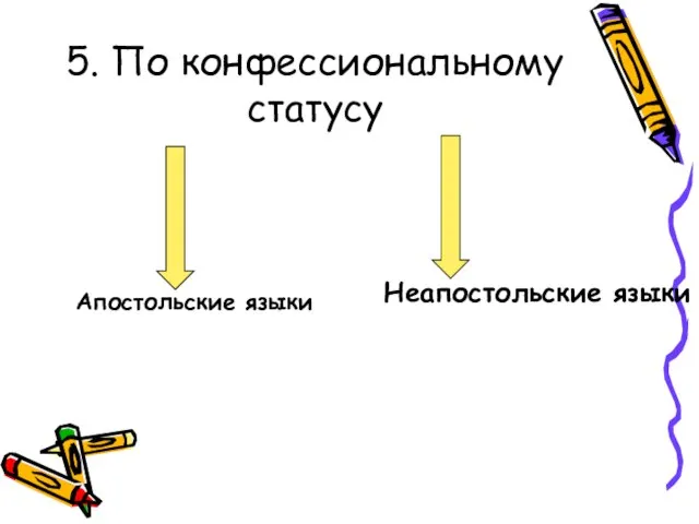 5. По конфессиональному статусу Апостольские языки Неапостольские языки