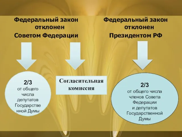 Федеральный закон отклонен Советом Федерации Федеральный закон отклонен Президентом РФ 2/3 от