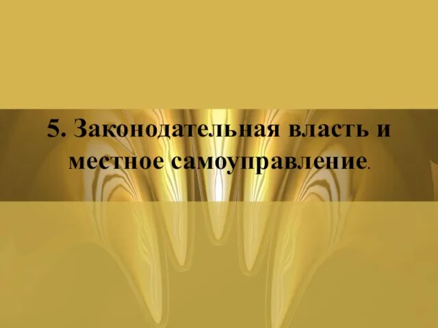 5. Законодательная власть и местное самоуправление.