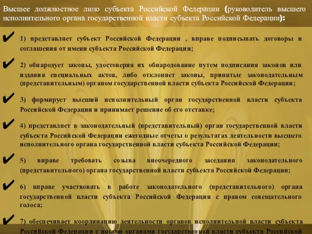 Высшее должностное лицо субъекта Российской Федерации (руководитель высшего исполнительного органа государственной власти