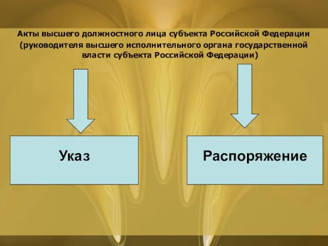 Акты высшего должностного лица субъекта Российской Федерации (руководителя высшего исполнительного органа государственной