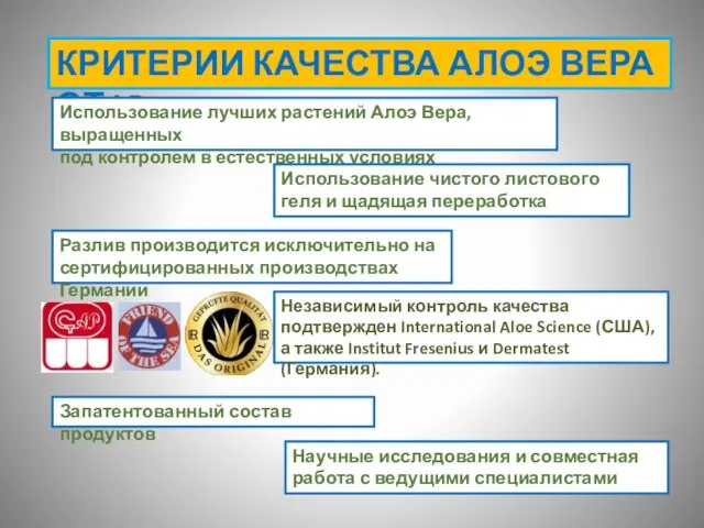 КРИТЕРИИ КАЧЕСТВА АЛОЭ ВЕРА ОТ LR Использование лучших растений Алоэ Вера, выращенных