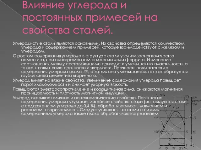 Влияние углерода и постоянных примесей на свойства сталей. Углеродистые стали являются основными.