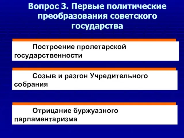 Вопрос 3. Первые политические преобразования советского государства