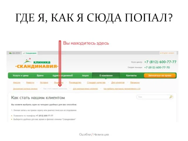 ГДЕ Я, КАК Я СЮДА ПОПАЛ? Ошибки / Навигация Вы находитесь здесь