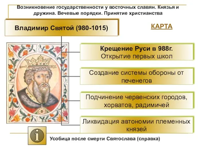 Возникновение государственности у восточных славян. Князья и дружина. Вечевые порядки. Принятие христианства