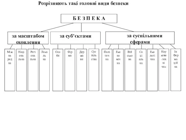 Розрізняють такі головні види безпеки