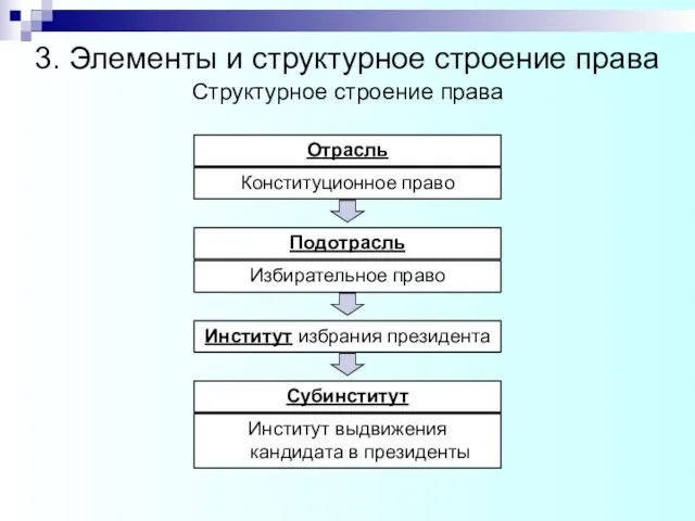 Конституционное право Структурное строение права Подотрасль Избирательное право Институт выдвижения кандидата в