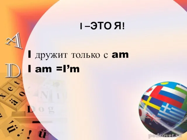 I –ЭТО Я! I дружит только с am I am =I’m