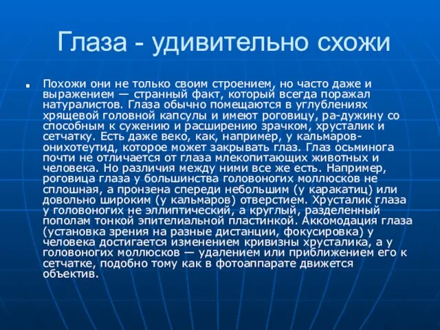 Глаза - удивительно схожи Похожи они не только своим строением, но часто