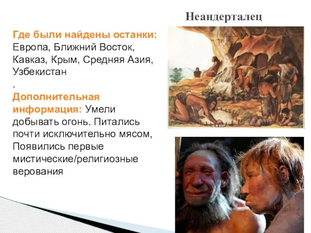 Где были найдены останки: Европа, Ближний Восток, Кавказ, Крым, Средняя Азия, Узбекистан