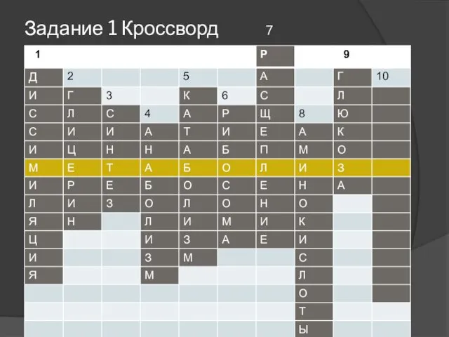 Задание 1 Кроссворд 7