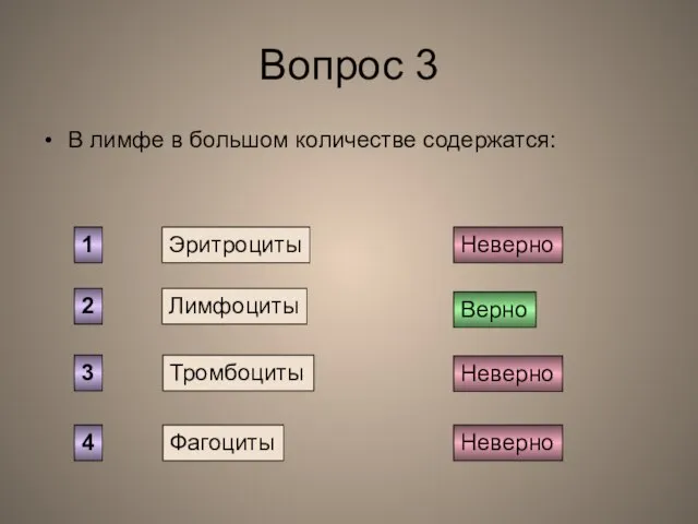 Вопрос 3 В лимфе в большом количестве содержатся: Эритроциты Лимфоциты Тромбоциты Фагоциты