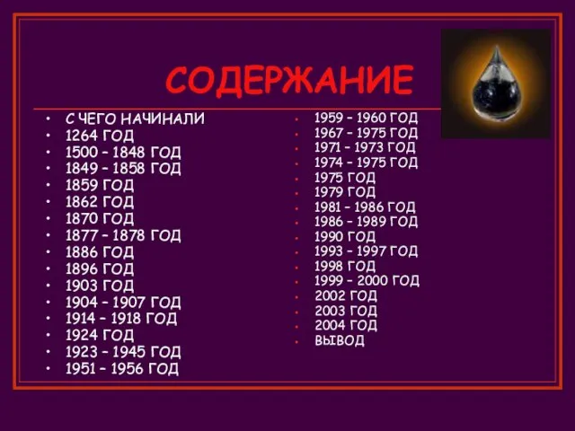 СОДЕРЖАНИЕ 1959 – 1960 ГОД 1967 – 1975 ГОД 1971 – 1973