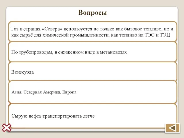 Вопросы Почему основные покупатели газа находятся в северном полушарии? Каким способом транспортируется